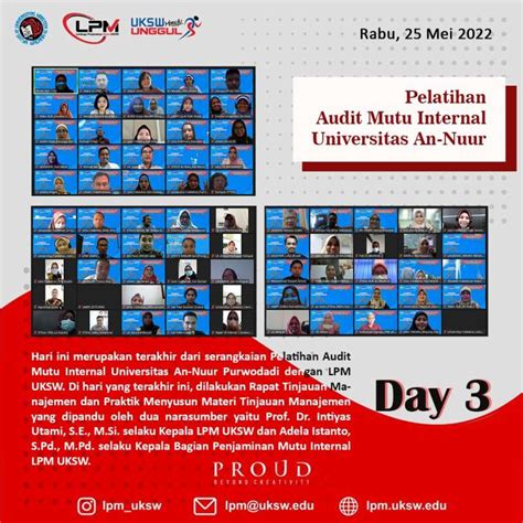 Pelatihan Audit Mutu Internal Universitas An Nuur Purwodadi Dengan Lpm