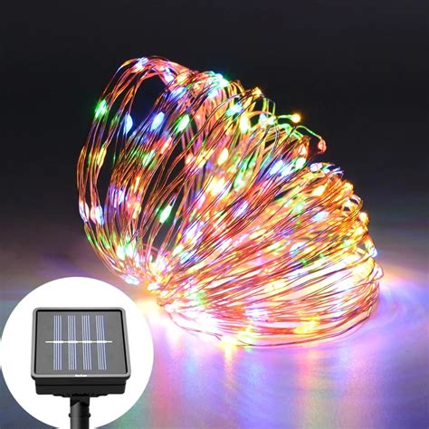 solar rechargeable led strip 10m 20m waterproof fairy outdoor string lights patio garden yard
