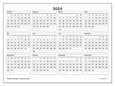 Kalender 2024 Om Af Te Drukken “34zz” Michel Zbinden Be