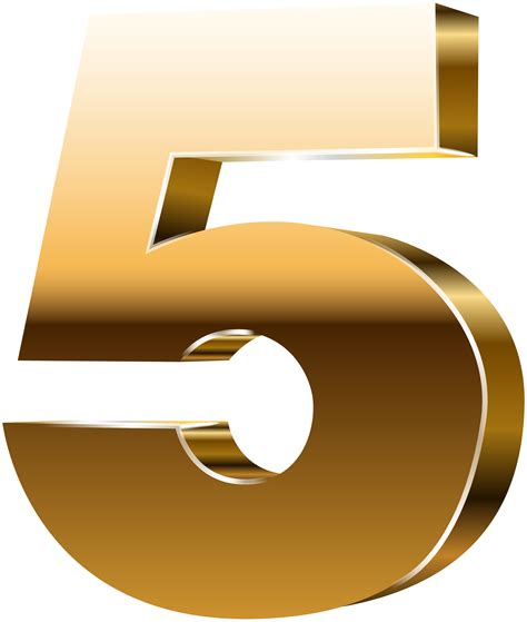 Number Five 3d Gold Png Clip Art Image Gallery Yopriceville High