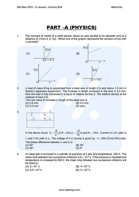 Jee main march 2021 official question paper. JEE Main 2019 Question Paper with Solutions & Answer Keys ...