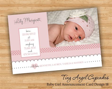 Diy Print Baby Girl Announcement Cards