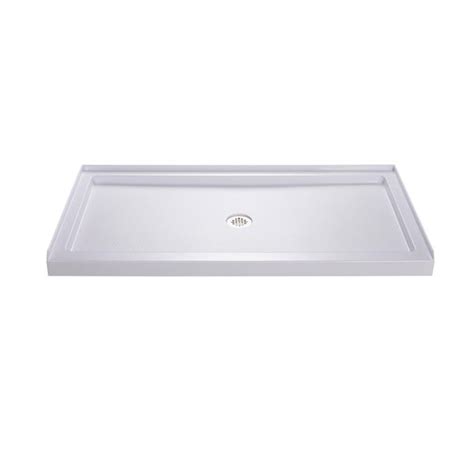 Dreamline Slimline 60 In X 32 In Single Threshold Alcove Shower Pan Base In White With Center