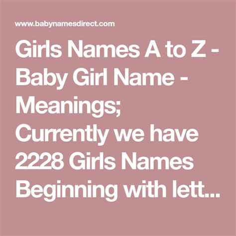 Girls Names A To Z Baby Girl Name Meanings Currently We Have 2228
