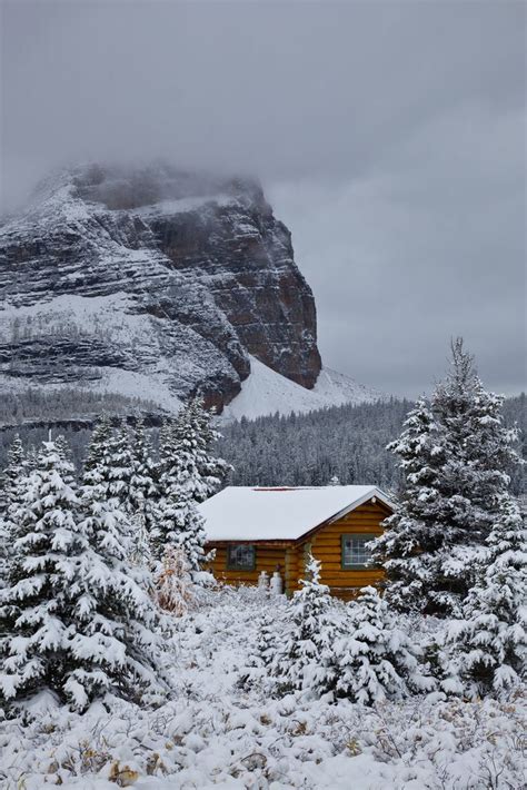 Cabin Of Mount Assiniboine Lodge After Snowfall Early American Homes