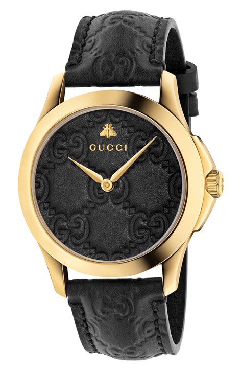 Gucci G Timeless Leather Strap Watch 38mm Nordstrom Black Leather