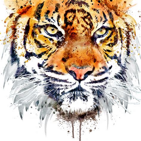 Tiger Face Close Up Painting By Marian Voicu Pixels