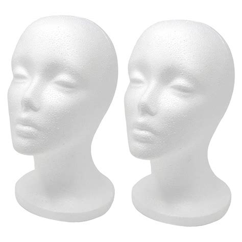12 2 Pcs Styrofoam Wig Head Tall Female Foam Mannequin Wig Stand And