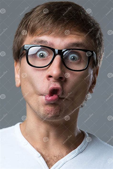 Big Head Guy Makes Crazy Face Emotions Stock Photo Image Of Beauty
