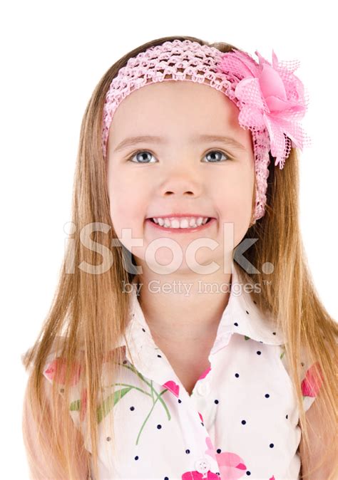Portrait Of Smiling Cute Little Girl Isolated Stock Photo Royalty