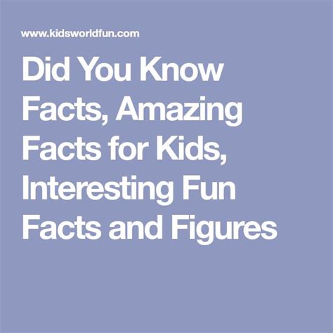 Did You Know Facts Amazing Facts For Kids Interesting Fun Facts And