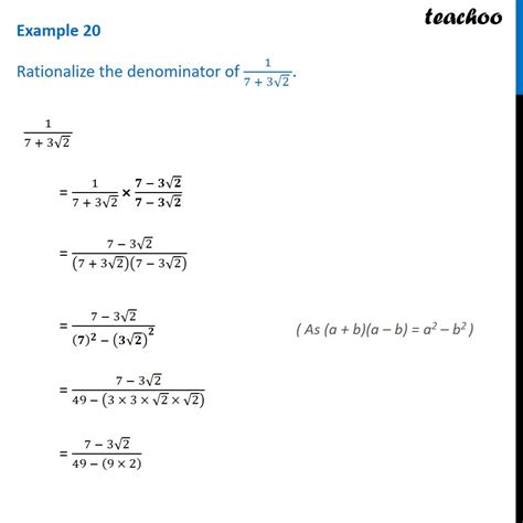 Example 20 Rationalise The Denominator Of 173 Root 2
