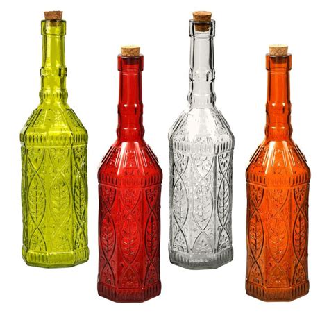 Decorative Glass Octagonal Bottles With Corks 12 In Glass Decor Bottle