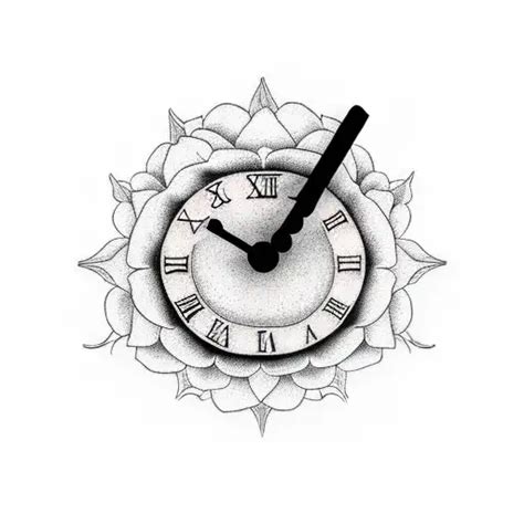 Realism Clock And Rose Tattoo Idea Blackink Ai