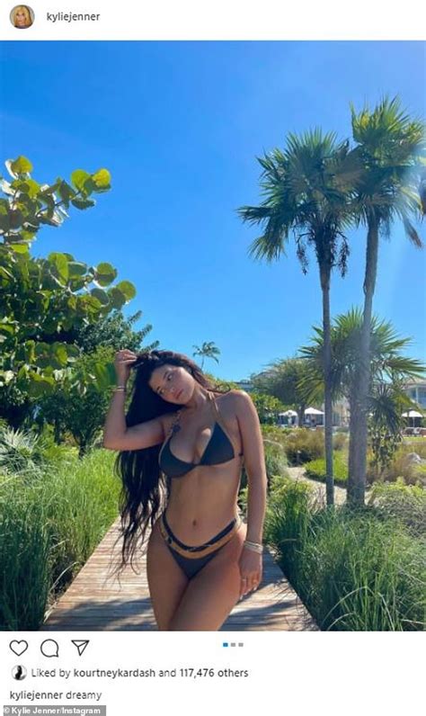 Kylie Jenner Shares A Dreamy Trio Of Sexy Selfies In A Black Dior Bikini From Turks And Caicos