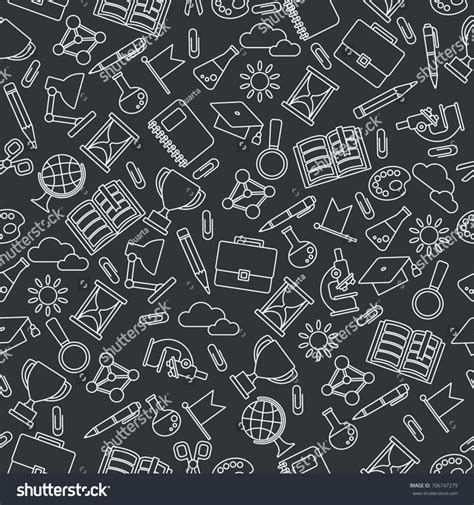School Seamless Pattern With Education Supplies Textures Backgrounds