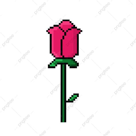 Pixel Art Clipart Transparent Background Red Rose Illustration Pixel