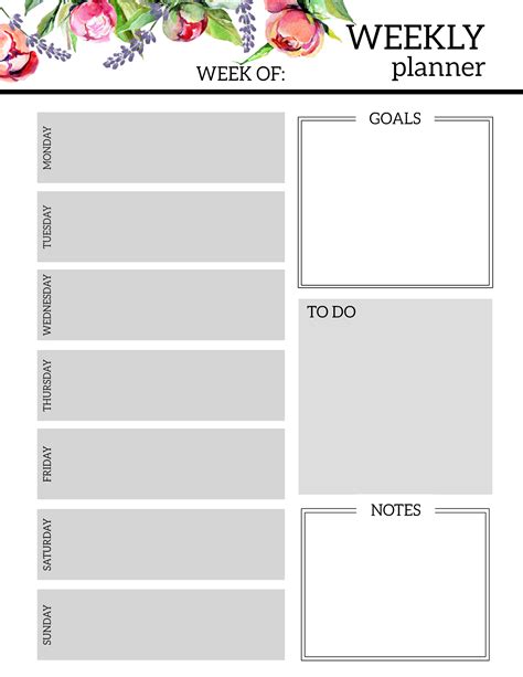 Weekly Planner Template Printable Perfect Template Ideas