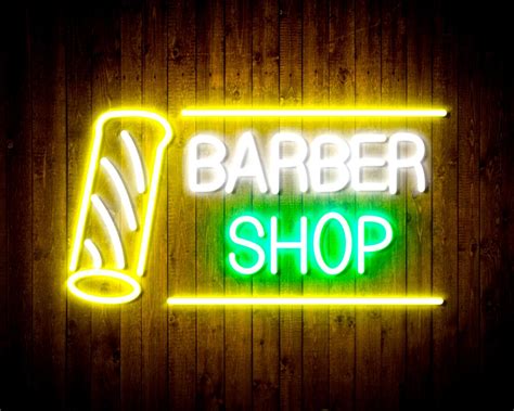 Barber Shop With Barber Pole LED Neon Sign Wall Light Barber Pole