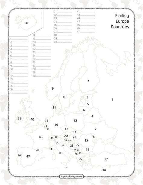 A Map Showing The Location Of Finding Europe Countries With Numbers In
