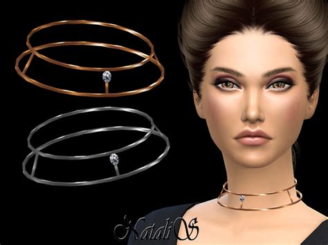 The Sims Resource Natalisskinny Double Necklace With Crystal