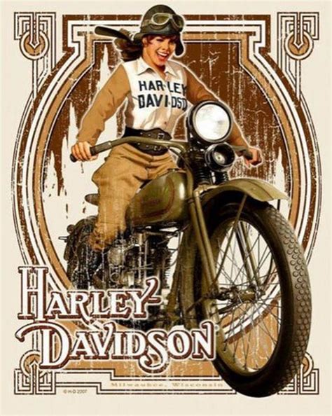 Harley Davidson Army Pinup Plaque Décorative Rétro En Métal