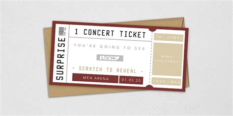 Christmas Surprise Concert Ticket Scratch Card Custom Ticket Etsy