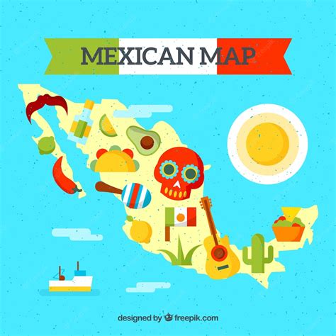 Mapa Mexicano Con Elementos Culturales Vector Gratis