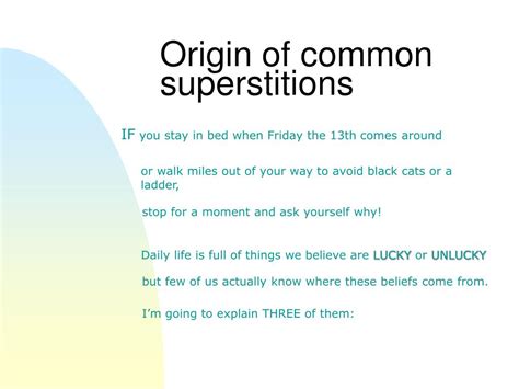 Ppt Origin Of Common Superstitions Powerpoint Presentation Free