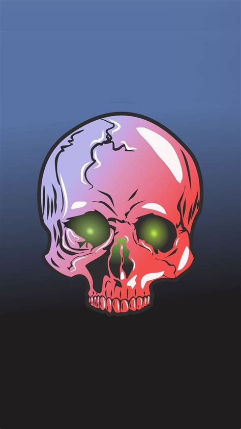 Green Glowing Eyes Scary Skull Art 1080x1920 Wallpaper Skull