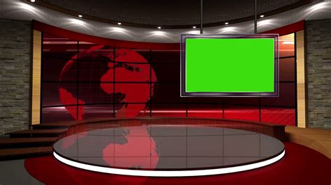 News Tv Studio Set 25 Virtual Green Screen Background Loop Stock Video