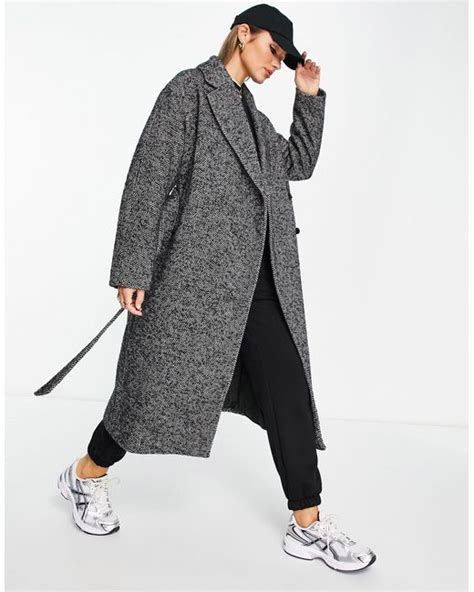 And Other Stories Oversized Belted Wool Coat In Grey Lyst Uk