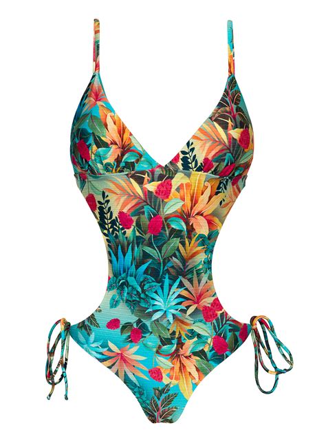 Brazilian Scrunch Monokini Tropisch Geblümt Paradise Trikini Rio De Sol