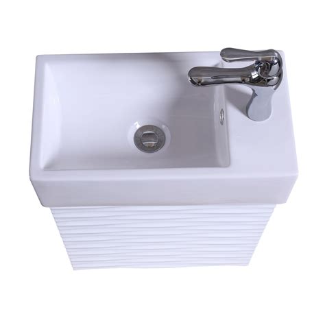 Check spelling or type a new query. 18" Small Bathroom Sink Vanity Cabinet White Rippled ...