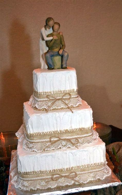 Burlap And Lace Wedding Cake For The Worlds Best Sister