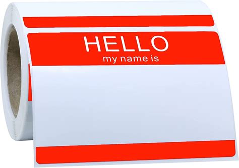 Buy Hycodest 89x60 Mm Red Hello My Name Is Stick On Name Labels Name Tag Stickers 200 Sticker