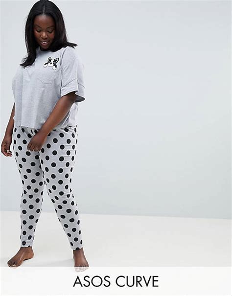 Asos Design Curve Frenchie Pocket Tee And Legging Pyjama Set Asos