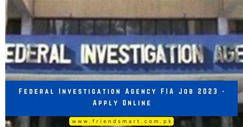 Federal Investigation Agency Fia Job 2023 Apply Online