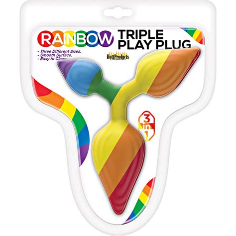 Hott Products Triple Play Butt Plug Rainbow