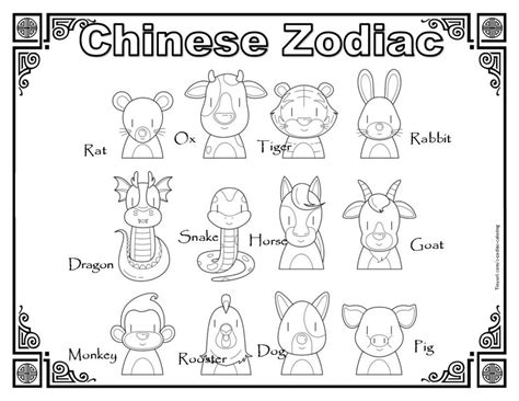 Chinese Zodiac Signs Coloring Pages