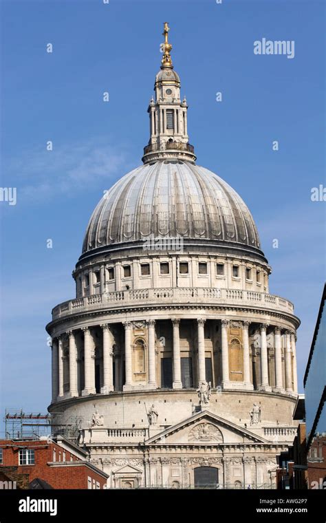 Closeup Detail Of World Famous Domed Roof Of St Pauls Cathedral Stock