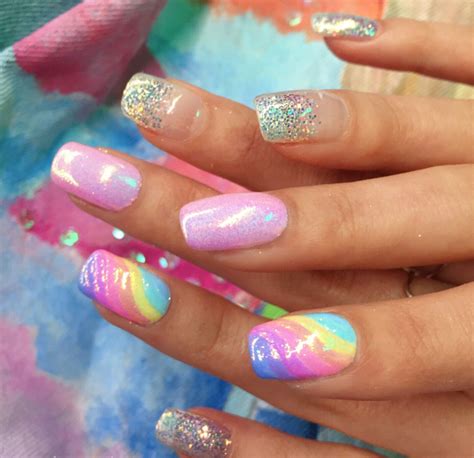 Pastel Sparkly Rainbow Nails Nail Art Rainbow