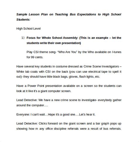 Free 9 Sample High School Lesson Plan Templates In Pdf Ms Word