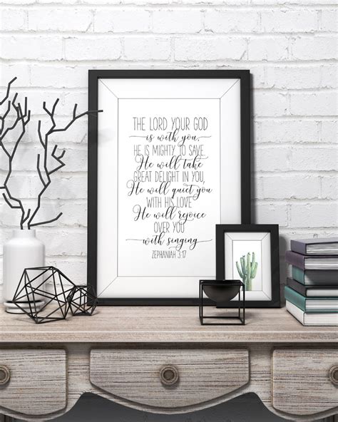 Kunst Bible Verse Wall Art The Lord Your God Is With You Zephaniah 317
