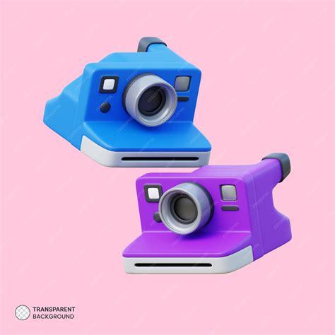 Ícone De Câmera Polaroid Retrô Isolado 3d Render Ilustração Psd Premium