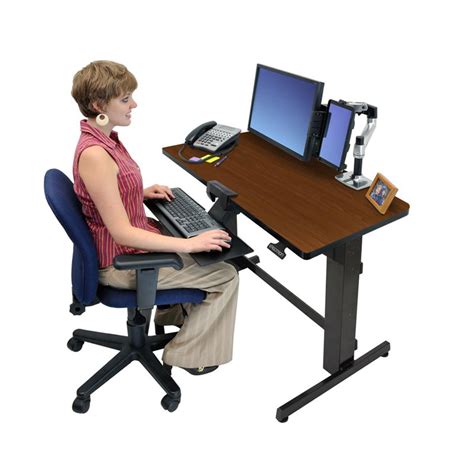 It was relatively affordable (for me), and it also offered a fast, manual adjustment mechanism that seemed practical for frequent alternations. Ergotron Sit-Stand Desk (WorkFit-D, Walnut) 24-271-927