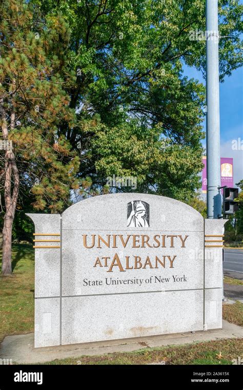 Albanynyusa September 29 2019 Entrance Sign And Logo On The