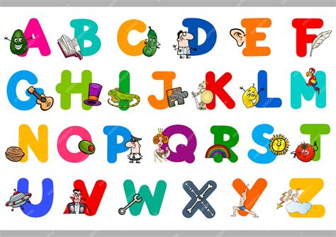 Alfabeto Con Objetos Para Niños Vector Premium