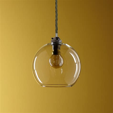 Simple Fishbowl Pendant In Blown Glass Hang In Clusters In Straight