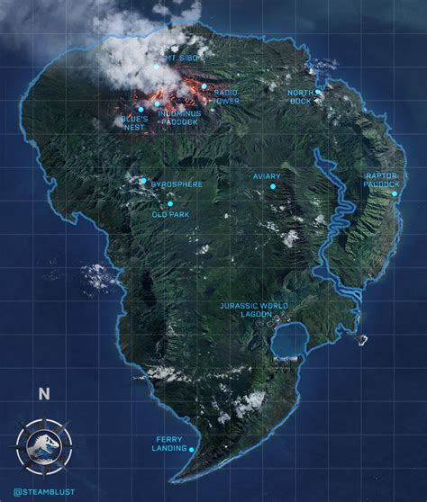Map Of Isla Nublar As Of 2018 Rjurassicpark